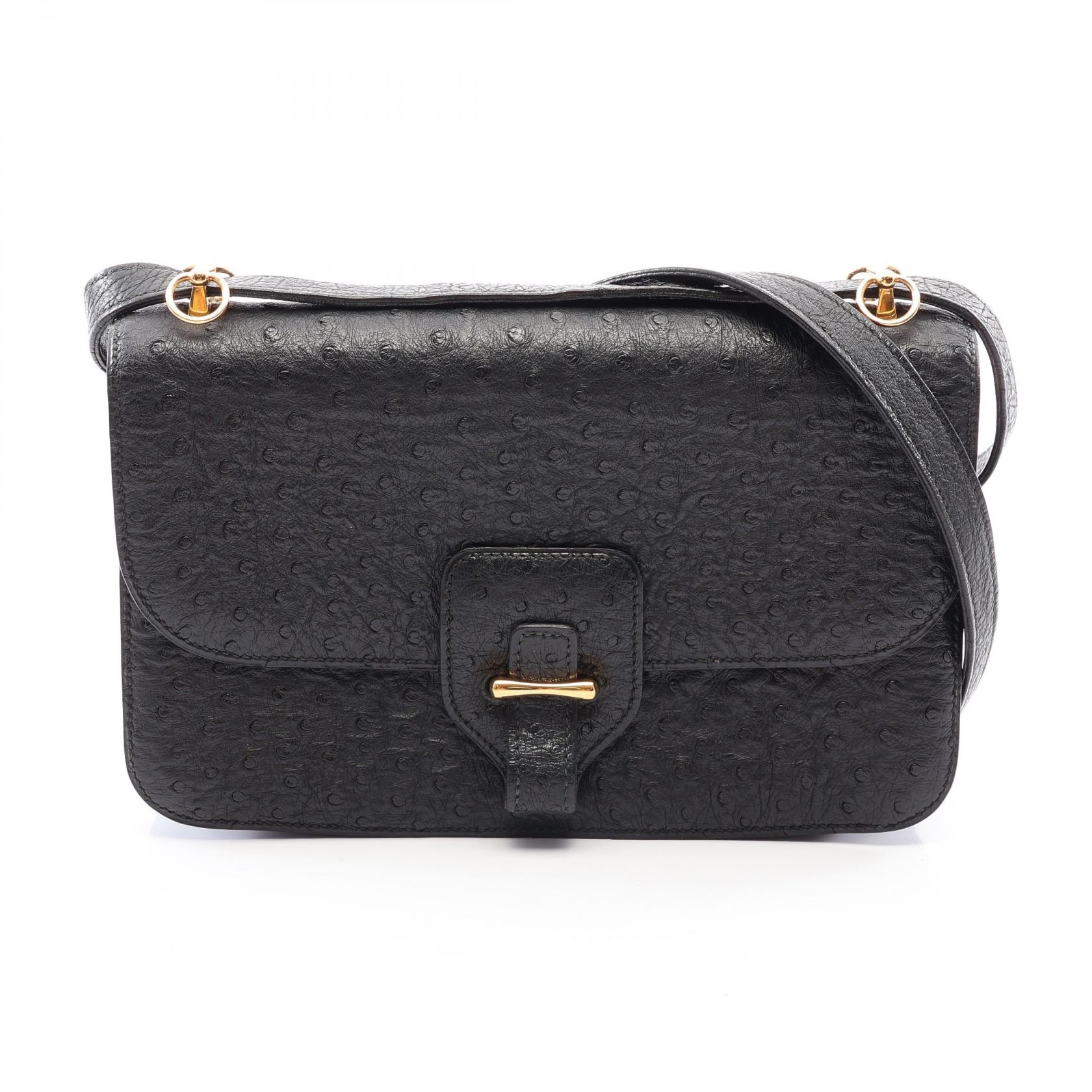 エルメス HERMES X刻印 ショルダーバッグ バッグ オーストリッチ オーストリッチ レディース ブラック系 【中古】