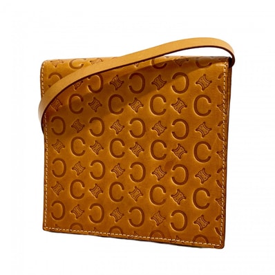 ★最終価格【6ce6426】セリーヌ ショルダーウォレット Cマカダム レザー ライトブラウン ゴールド金具【中古】レディース