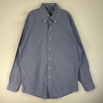 古着 ブルックスブラザーズ Brooks Brothers 長袖シャツ 胸ポケ ボタンダウン M ブルー系 チェック メンズ