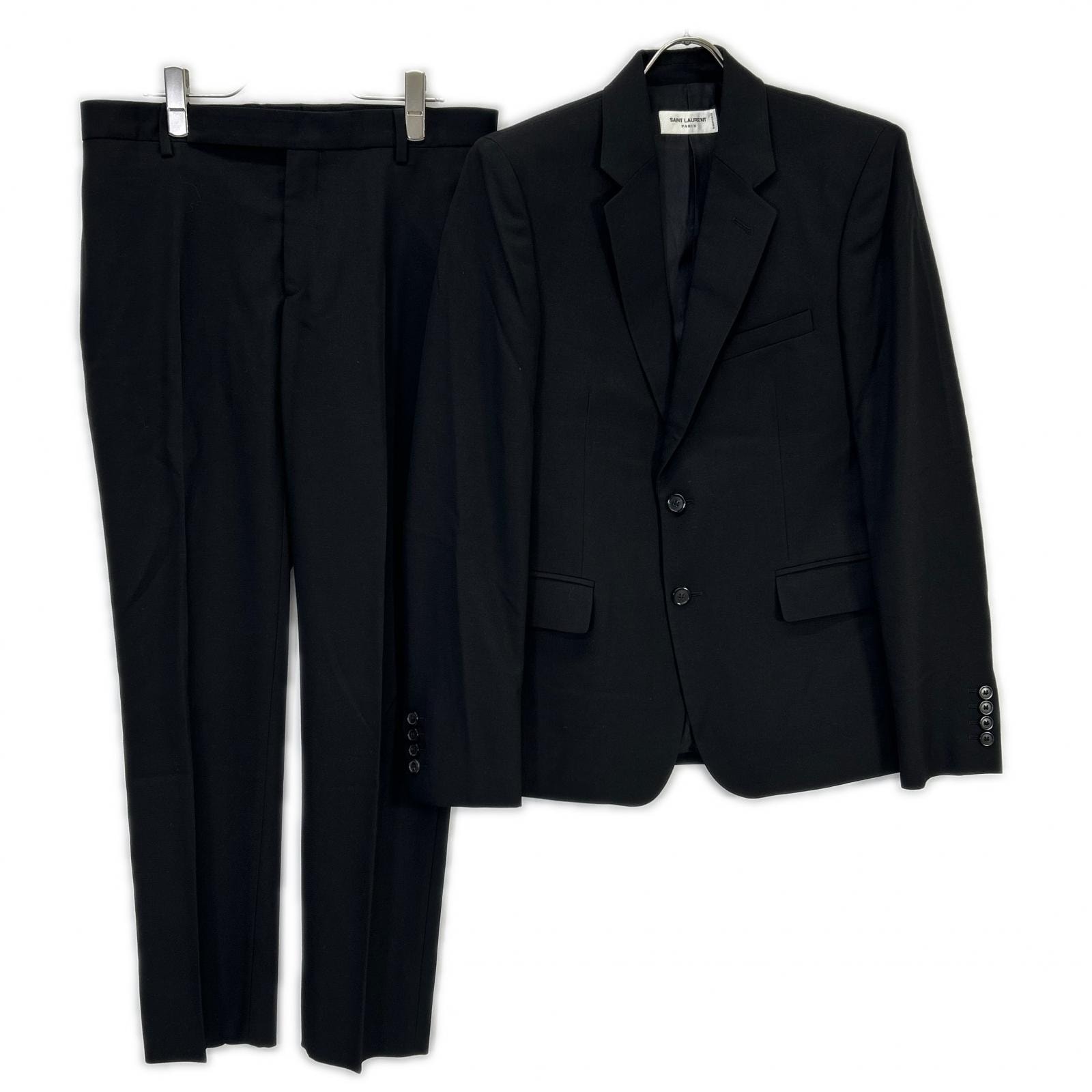 サンローランパリ 22年 V88X 637087 ブラック ウール スーツ 46