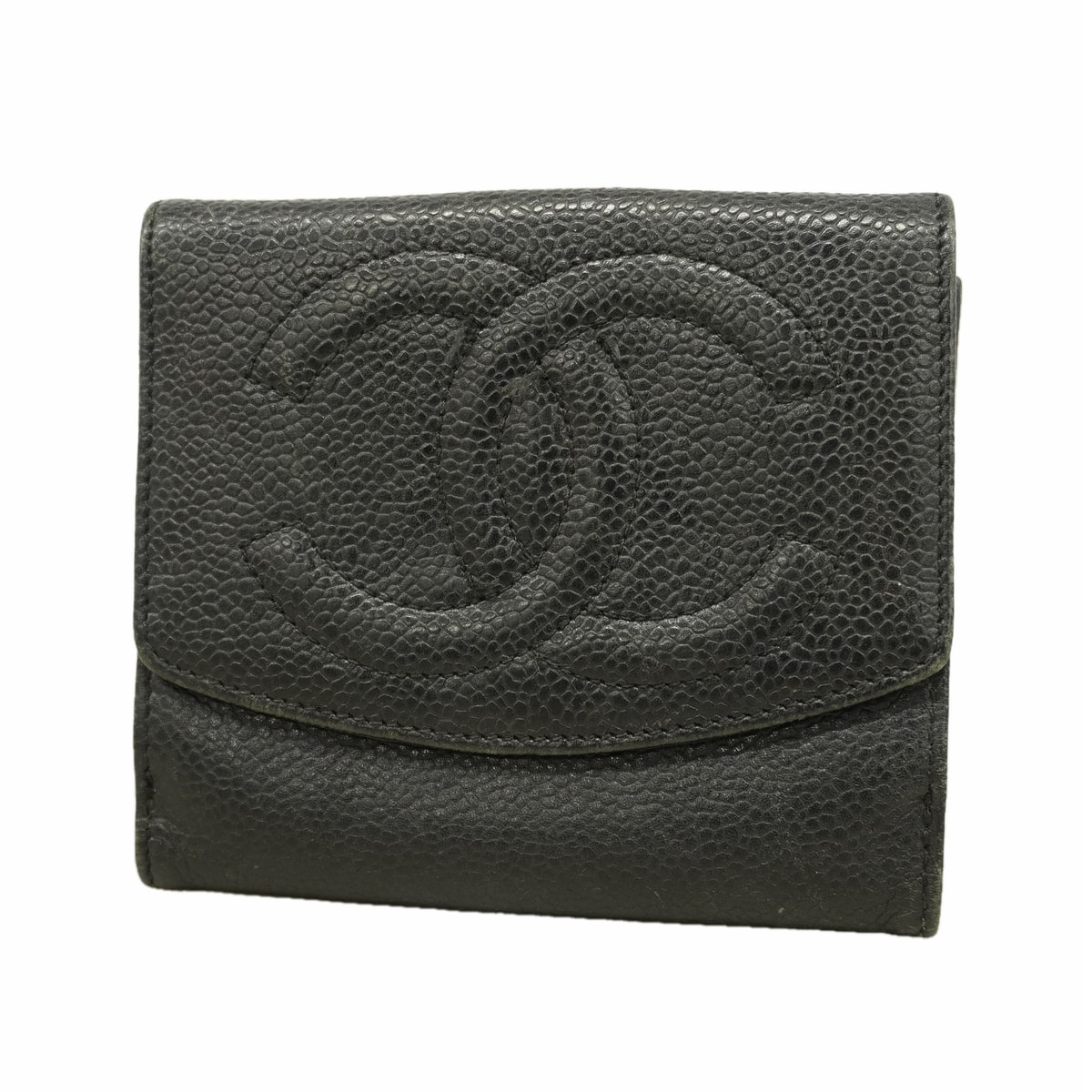【6gd5351-k】シャネル 財布 キャビアスキン ブラック ゴールド金具【中古】レディース