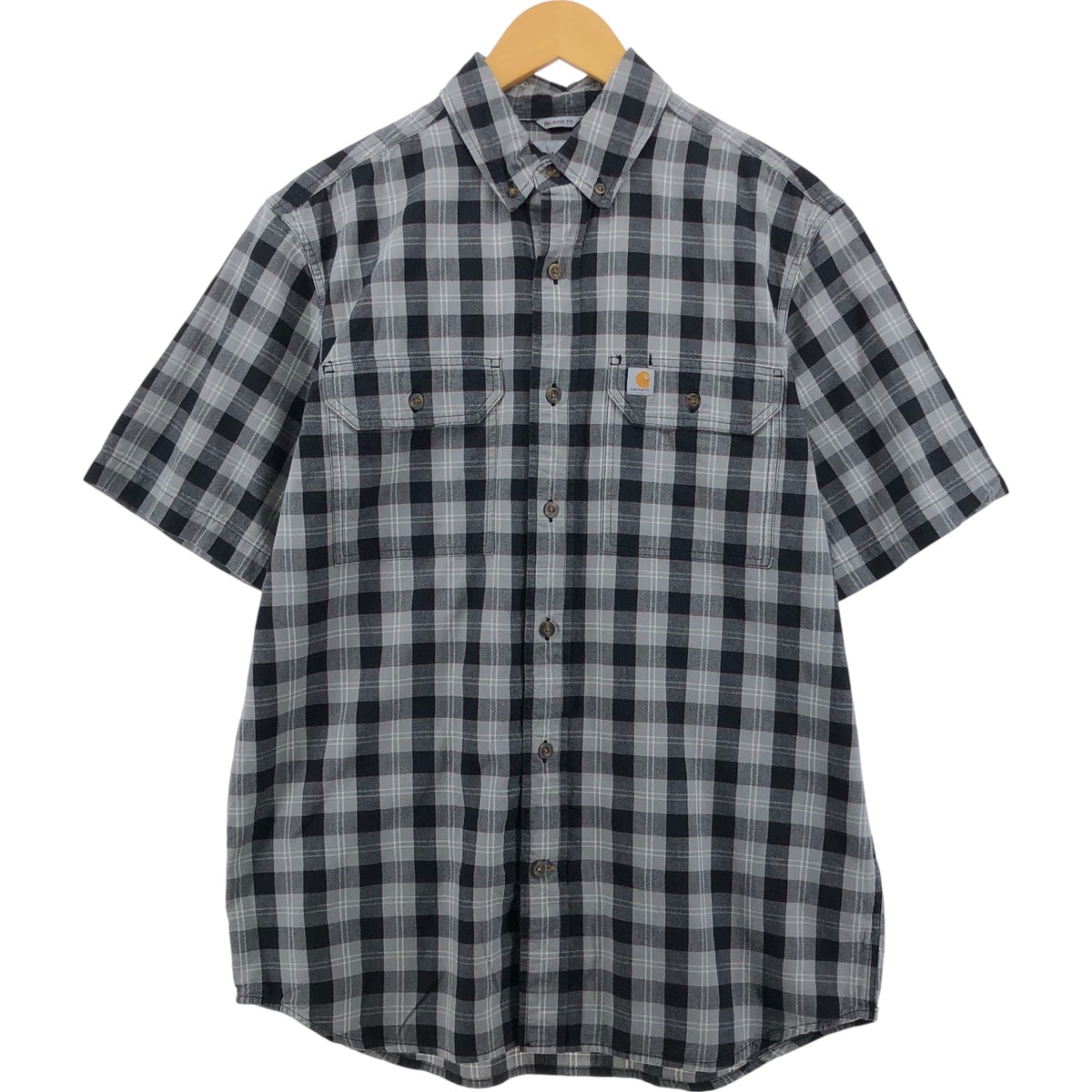 古着 カーハート Carhartt RELAXED FIT チェック柄 ボタンダウン 半袖 ワークシャツ メンズM相当/eaa566224