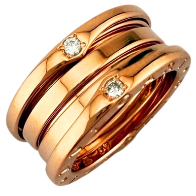 ブルガリ ビーゼロワン 3バンドリング リング 指輪 8.5号 18金 K18ピンクゴールド ダイヤモンド レディース BVLGARI 中古