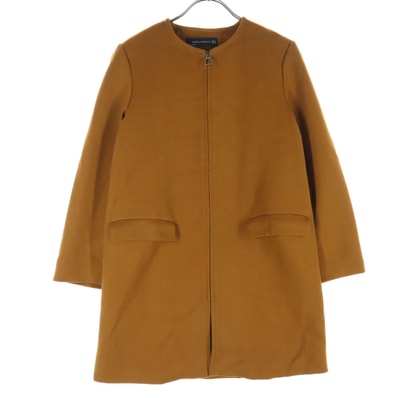 美品 ZARA WOMAN ザラウーマン 長袖 ノーカラーコート XS ブラウン