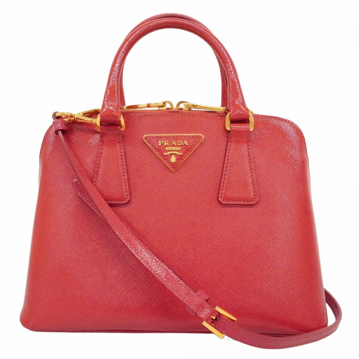 【6dd4629-k】プラダ ハンドバッグ サフィアーノ エナメル ピンク ゴールド金具 2wayバッグ【中古】レディース