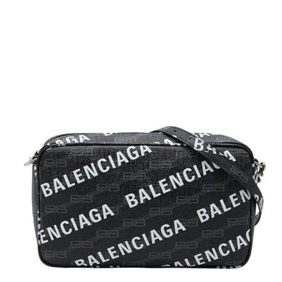 バレンシアガ BB モノグラム シグネチャー ミディアム ショルダーバッグ 702723 ブラック PVC レディース BALENCIAGA 【中古】