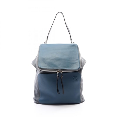 ロエベ LOEWE GOYA ゴヤ リュックサック バックパック バッグ レザー メンズ レディース ブルー系 / グレー系 / ブラック系 【中古】