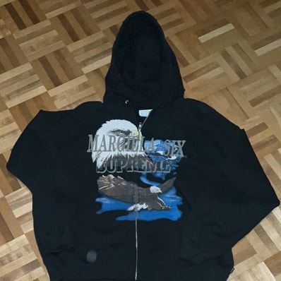 Supreme x MM6 Maison Margiela Eagle Zip Up Hooded Sweatshirt "Black"