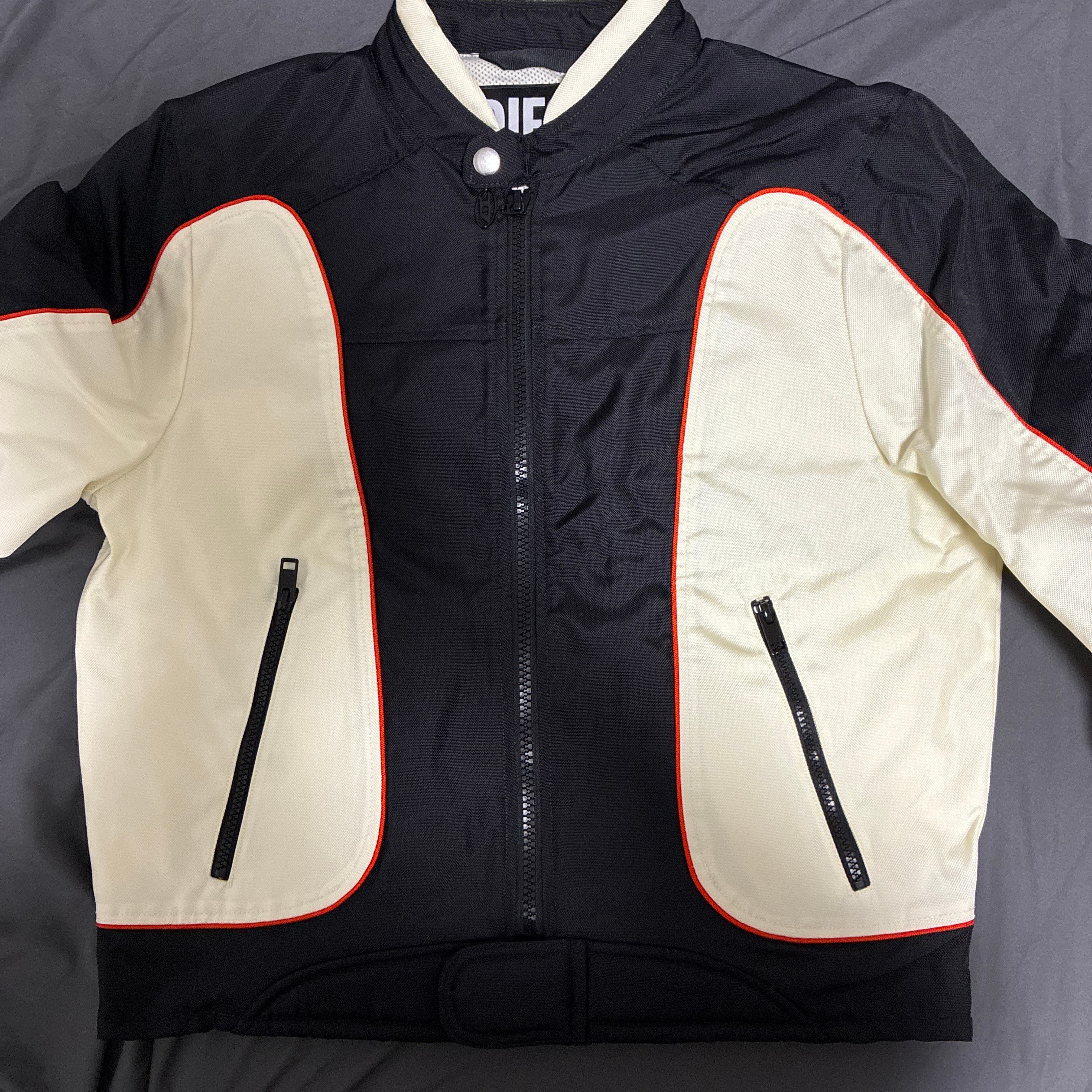 Diesel J-Blink-A Color-Block Biker Jacket With Piping "White Black"