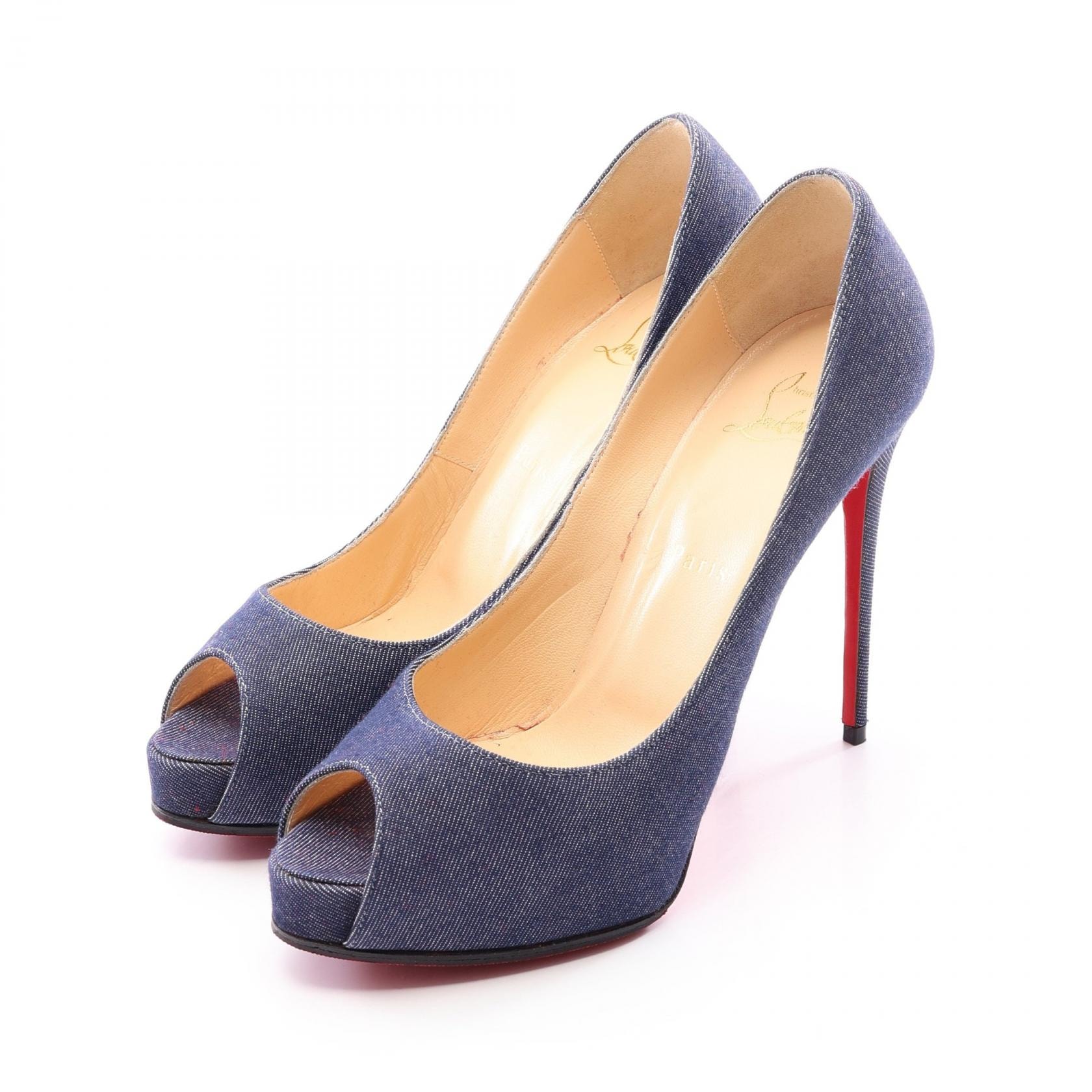 クリスチャンルブタン Christian Louboutin オープントゥ パンプス 靴 デニム レディース ネイビー系 【中古】