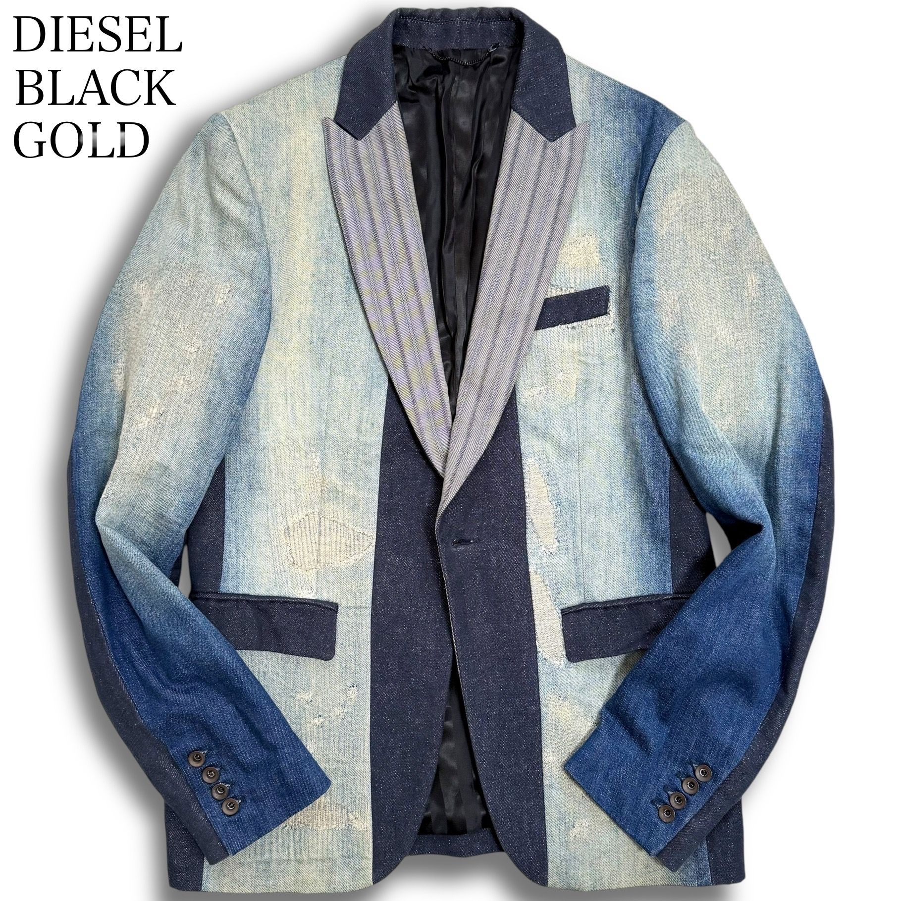 DIESEL BLACK GOLD デニム再構築 切替 テーラードジャケット