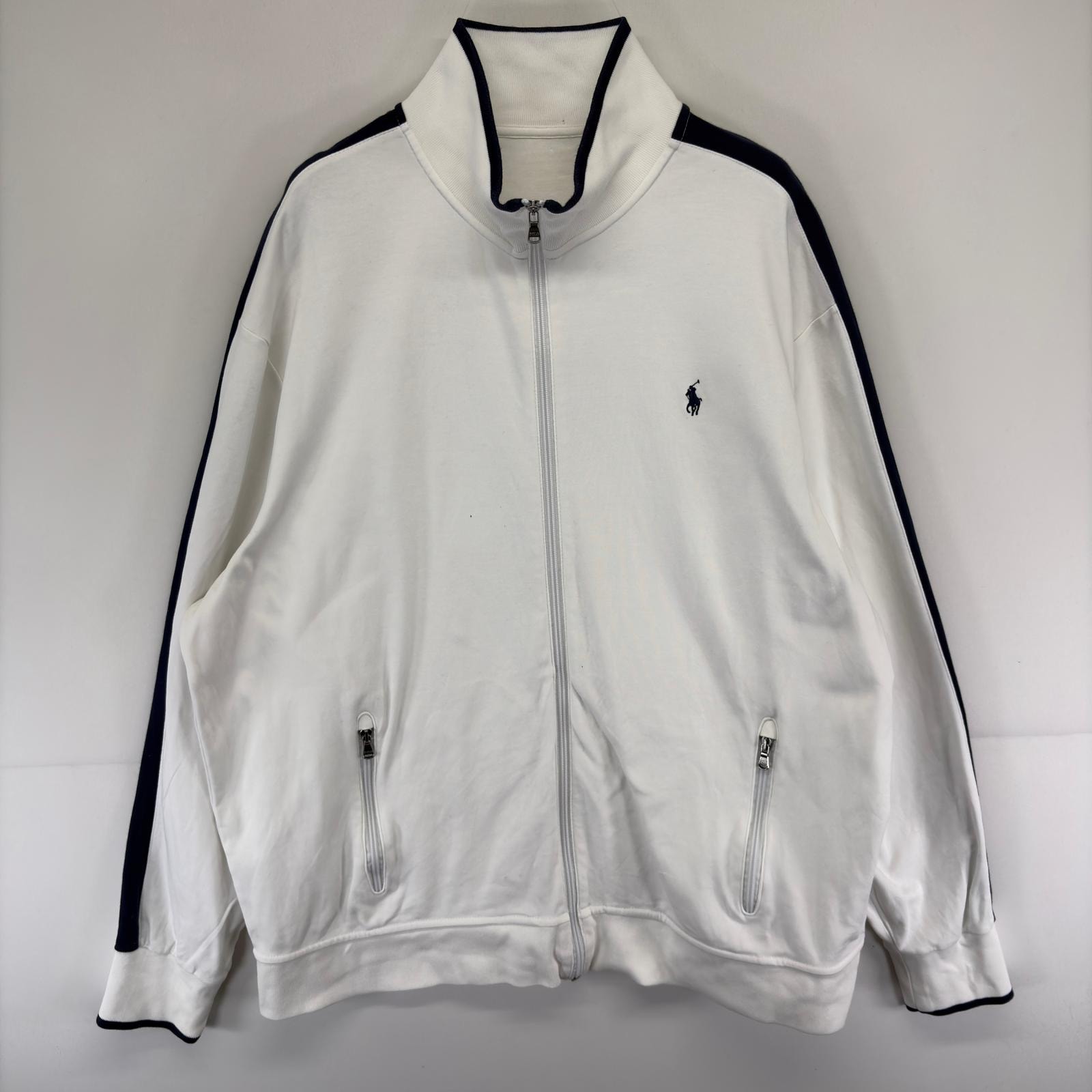 古着 ポロ・ラルフローレン POLO RALPH LAUREN ジャケット トラック スウェット ワンポイントロゴ 大きいサイズ 2XL ホワイト系 メンズ