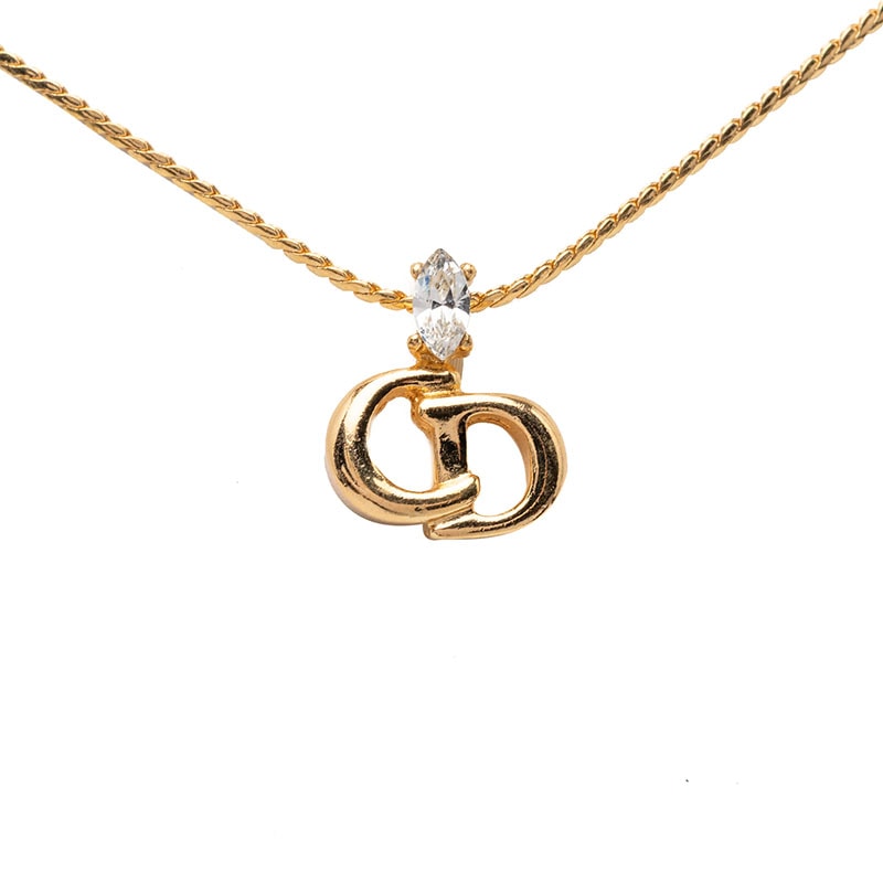 ディオール CDロゴ ネックレス ゴールド メッキ ビジュー レディース Dior 【中古】