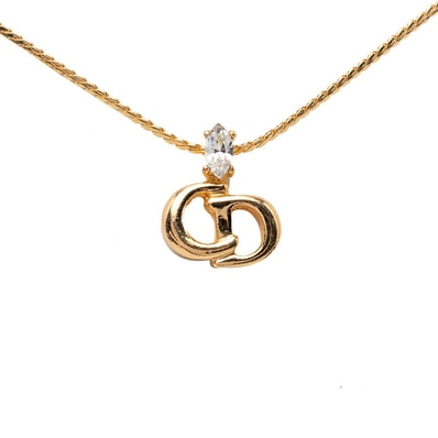 ディオール CDロゴ ネックレス ゴールド メッキ ビジュー レディース Dior 【中古】