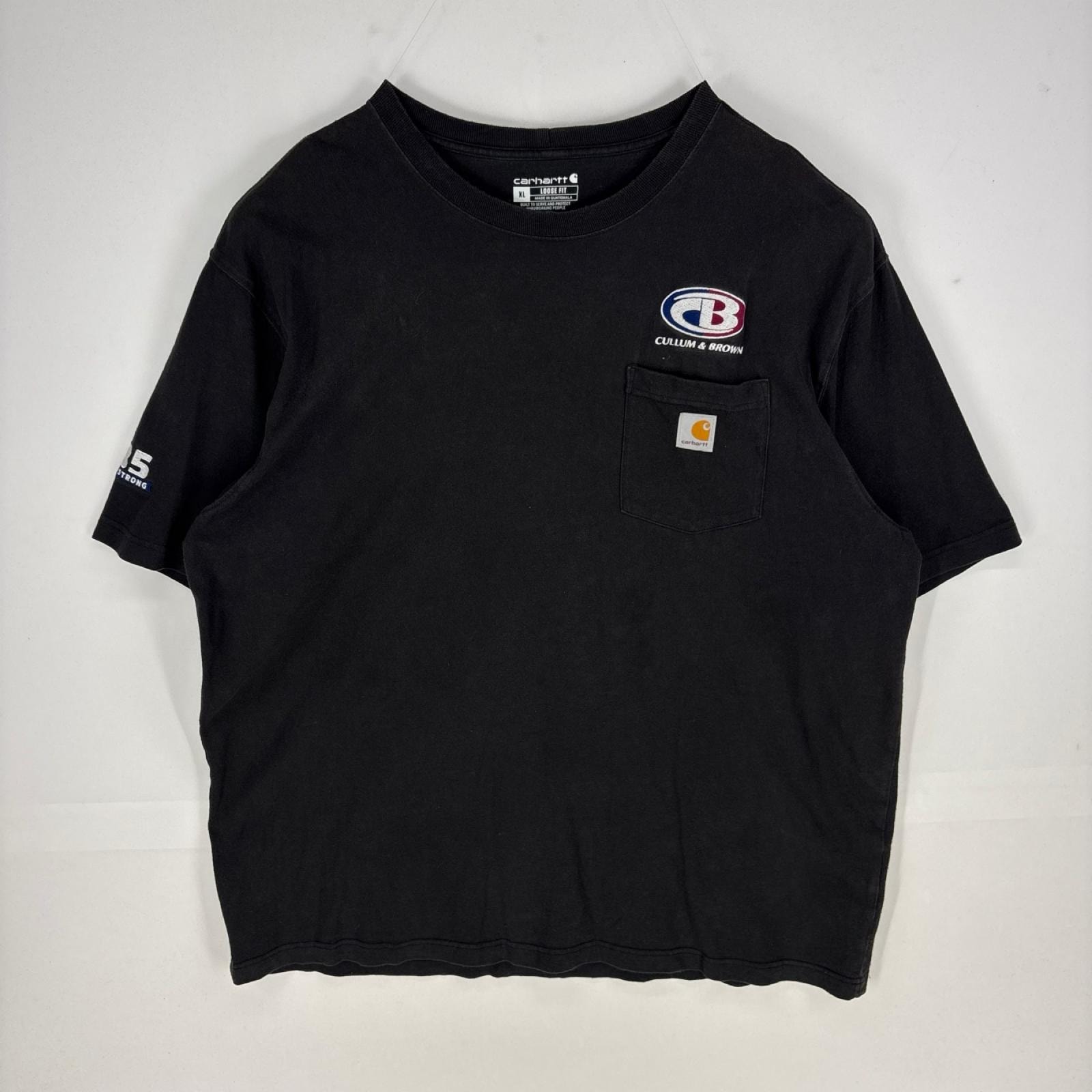 古着 カーハート Carhartt 半袖Tシャツ ポケット ワンポイント クルーネック ショートスリーブ XL  ブラック系 メンズ