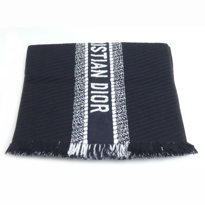 Dior ディオール ロゴ オブリーク ビッグ マフラー マフラー ネイビー 31CDO301IXGS レディース【中古】