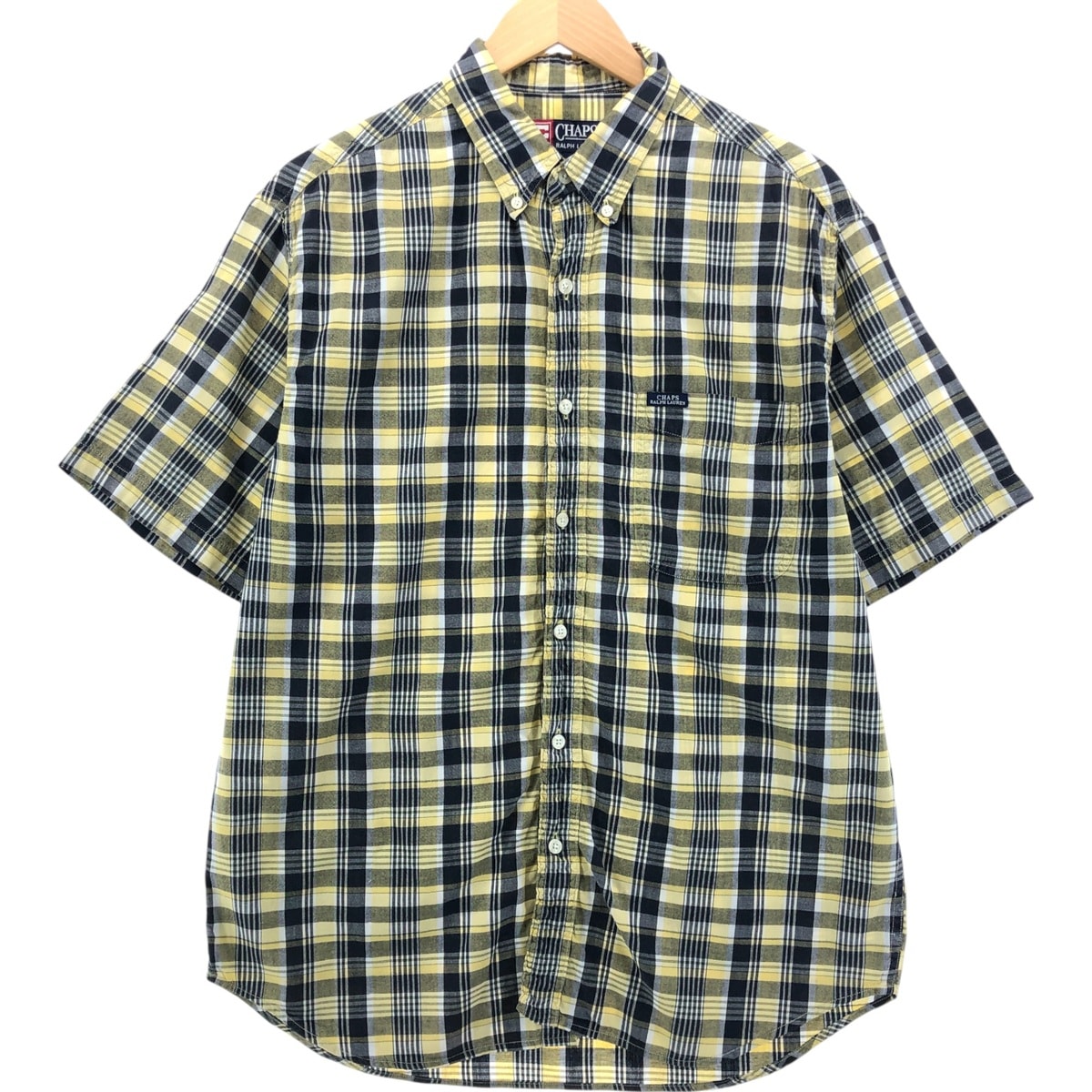古着 90年代 ラルフローレン Ralph Lauren CHAPS チャップス 半袖 ボタンダウン チェックシャツ メンズM相当 ヴィンテージ/eaa542621