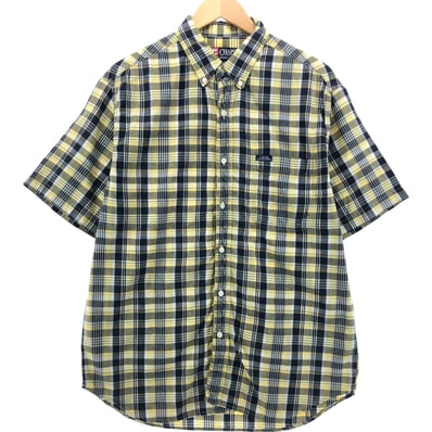 古着 90年代 ラルフローレン Ralph Lauren CHAPS チャップス 半袖 ボタンダウン チェックシャツ メンズM相当 ヴィンテージ/eaa542621