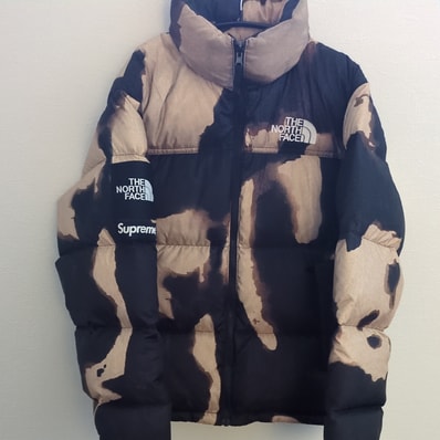 Supreme x The North Face Bleached Denim Print Nuptse Jacket "Black"