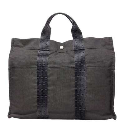 エルメス エールラインMM トートバッグ ハンドバッグ グレー系 キャンバス レディース HERMES 【中古】