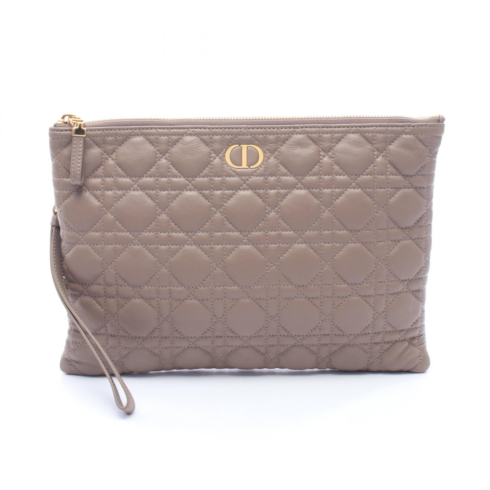 ディオール Dior CARO デイリーポーチ ミディアム セカンドバッグ クラッチバッグ バッグ レザー レディース ベージュ系 S5086UWHC-M41G 【中古】