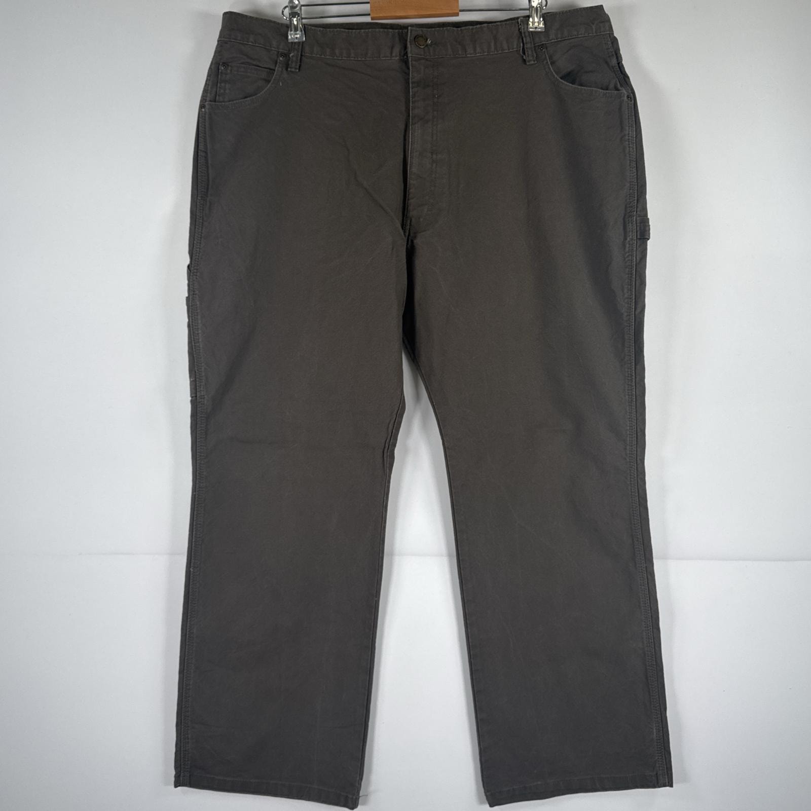 古着 ディッキーズ Dickies ダック ワークパンツ ペインターパンツ 作業着 ワンポイント ロゴ ストレート 大きいサイズ w42 L30  ブラウン メンズ