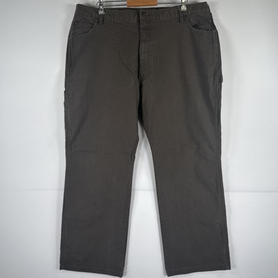 古着 ディッキーズ Dickies ダック ワークパンツ ペインターパンツ 作業着 ワンポイント ロゴ ストレート 大きいサイズ w42 L30 ブラウン メンズ