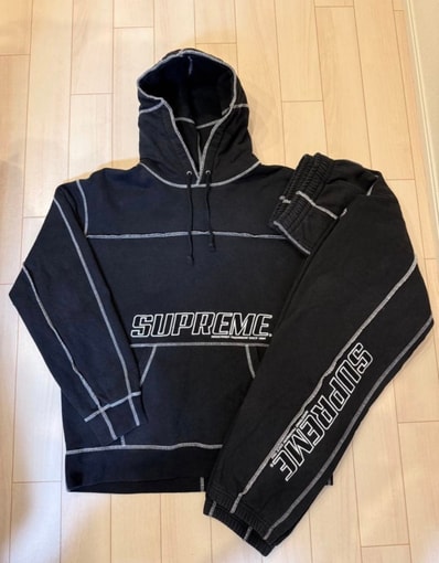 Supreme Coverstitch Hooded Sweatshirt "Black"