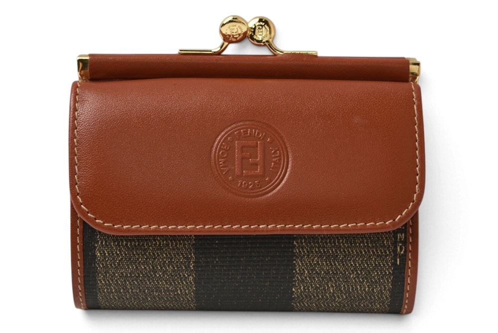 フェンディ 財布/がま口 FENDI ペカン柄 三つ折り財布 ヴィンテージ ブラウン レディース/メンズ【中古】