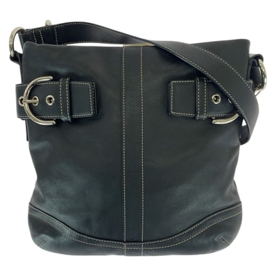 美品 COACH コーチ ソーホー ブラック 黒 シルバー金具 レザー ショルダーバッグ 男女兼用 600247 【中古】