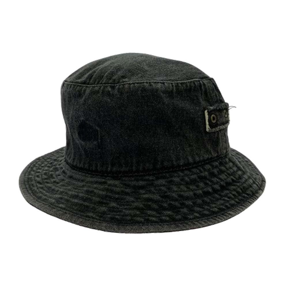 STUSSY ステューシー 帽子 ロゴ 刺繍 ブラック デニム バケットハット ブラック系 L/XL【中古】