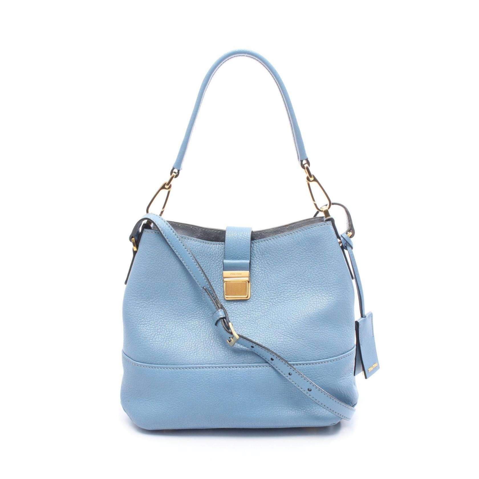 ミュウ ミュウ Miu Miu マドラス ハンドバッグ バッグ レザー レディース ブルー系 【中古】