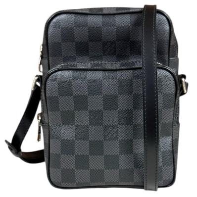ルイヴィトン レム ダミエグラフィット ショルダーバッグ ダミエグラフィットキャンバス N41446 ブラック メンズ LOUIS VUITTON 中古