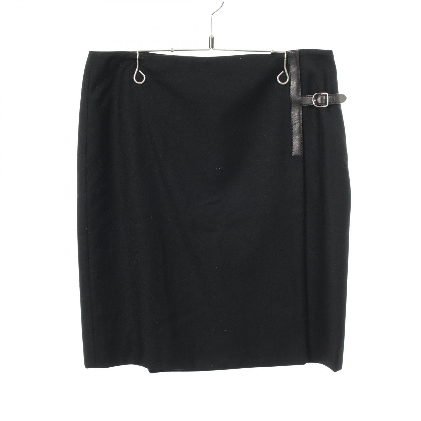 エルメス HERMES Hレザー スカート 衣料品 ボトムス ウール レディース ブラック系 07-7306 【中古】