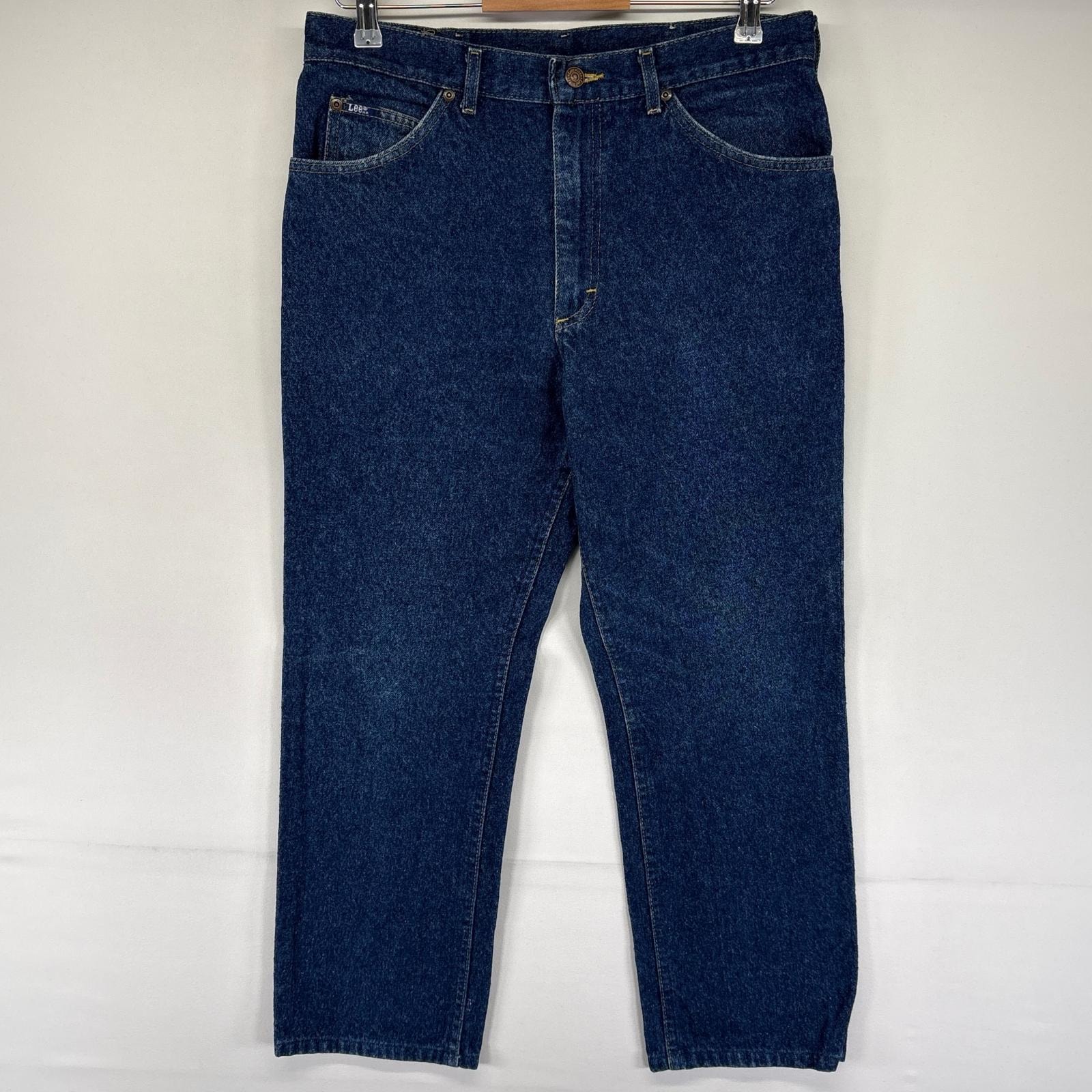 古着 90's/90年代 リー Lee USA製 デニム パンツ ジッパーフライ ストレート 濃紺 ジーンズ ジーパン W34 L30  ブルー系 メンズ