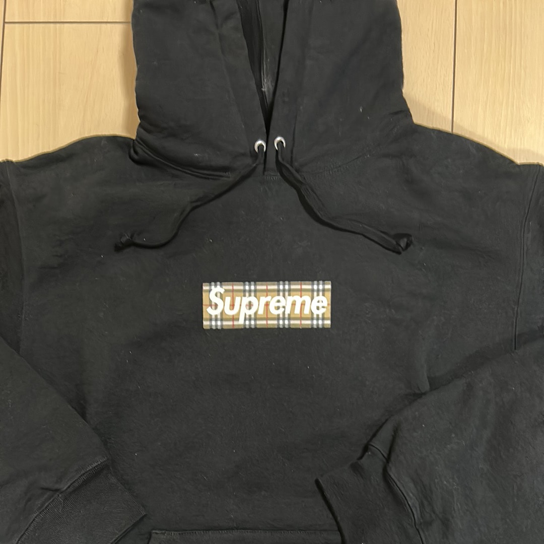 Supreme / Burberry Box Logo Hooded Sweatshirt "Black"