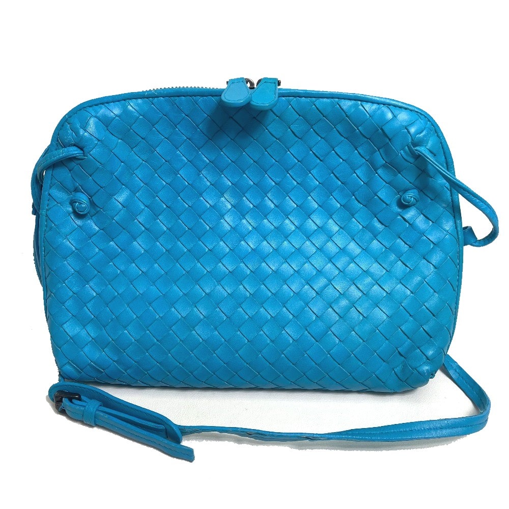 ボッテガヴェネタ BOTTEGA VENETA ノディーニ 245354 イントレチャート カバン ポシェット ショルダーバッグ ラムレザー ブルー