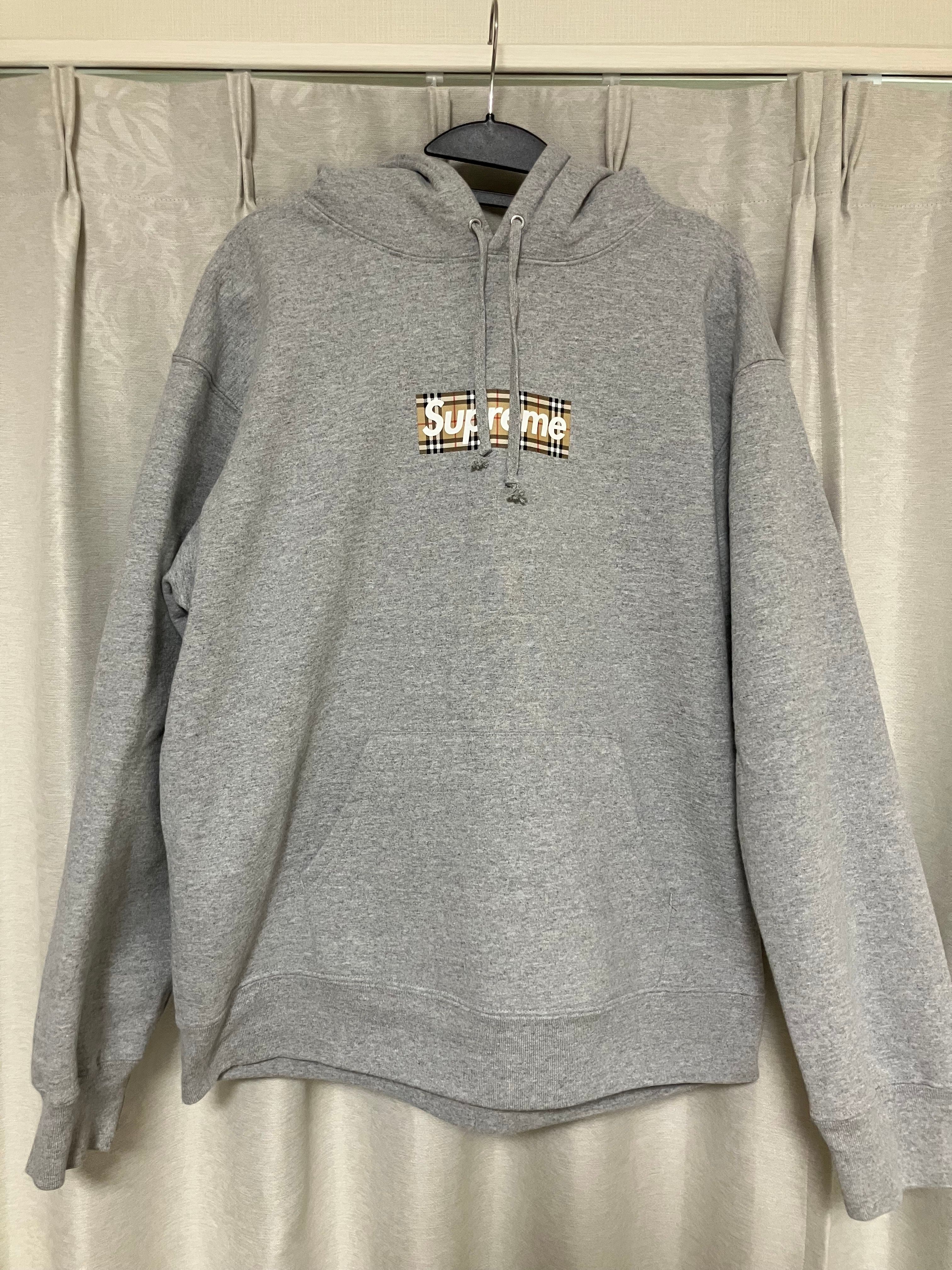 Supreme / Burberry Box Logo Hooded Sweatshirt "Heather Grey"