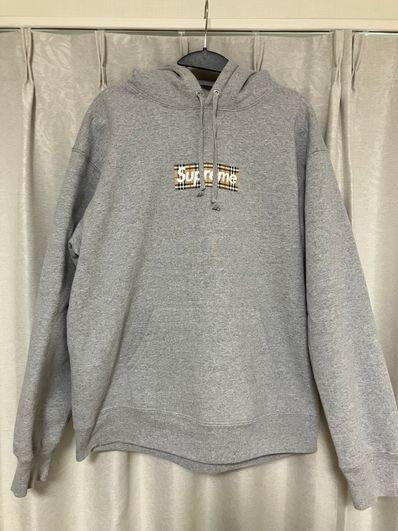 Supreme / Burberry Box Logo Hooded Sweatshirt "Heather Grey"