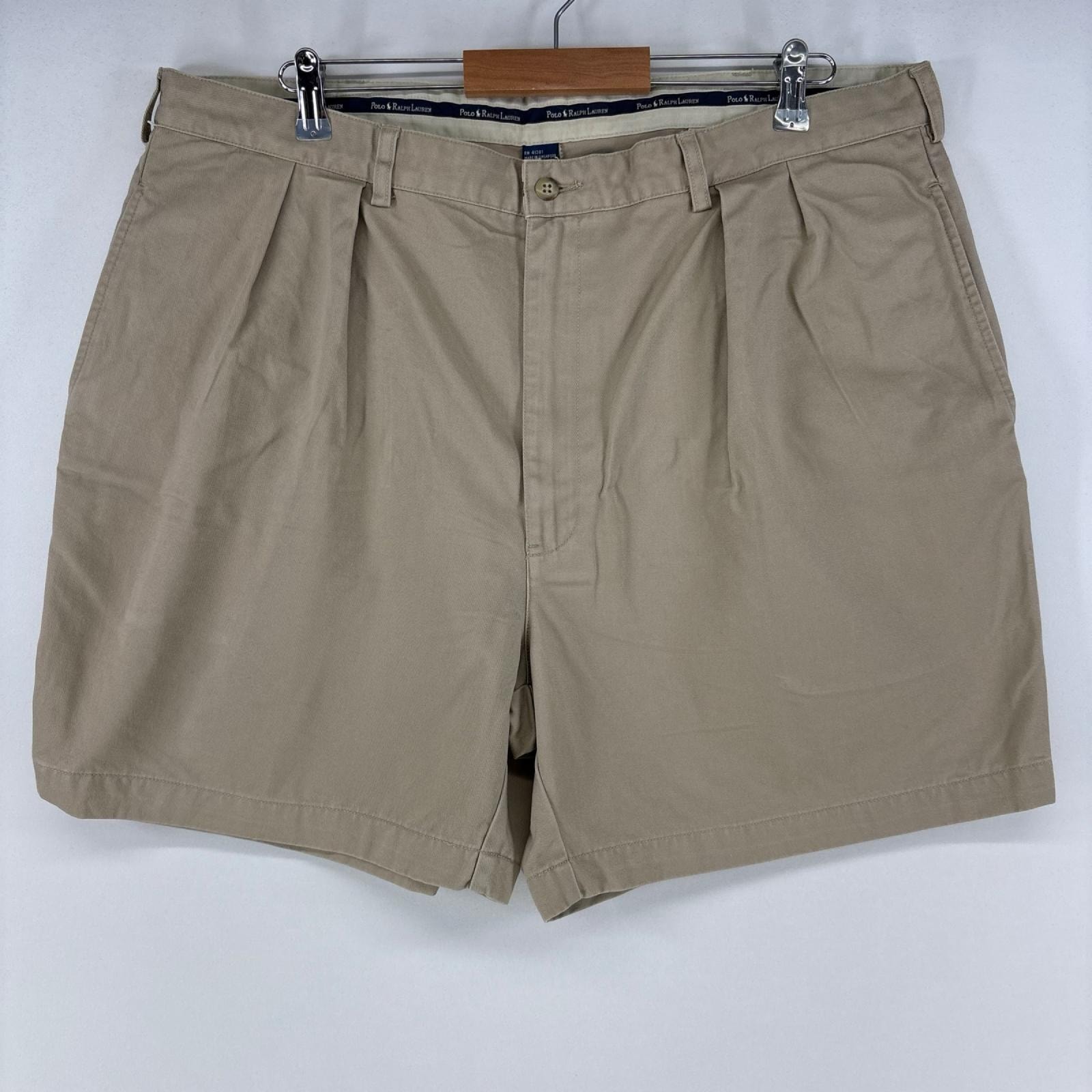 古着 ポロ・ラルフローレン POLO RALPH LAUREN ショートパンツ ジップ ツータック ハーフパンツ ポロチノ w42 ベージュ メンズ