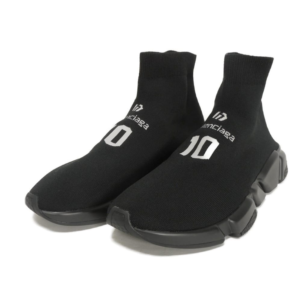 BALENCIAGA バレンシアガ スピード トレーナー ハイカット 43 サッカー ランナー ホワイト ソックス シューズ 28.5cm 未使用 新ロゴ エンボス ファブリック ブラック スニーカー 645734 W2DBU 1090