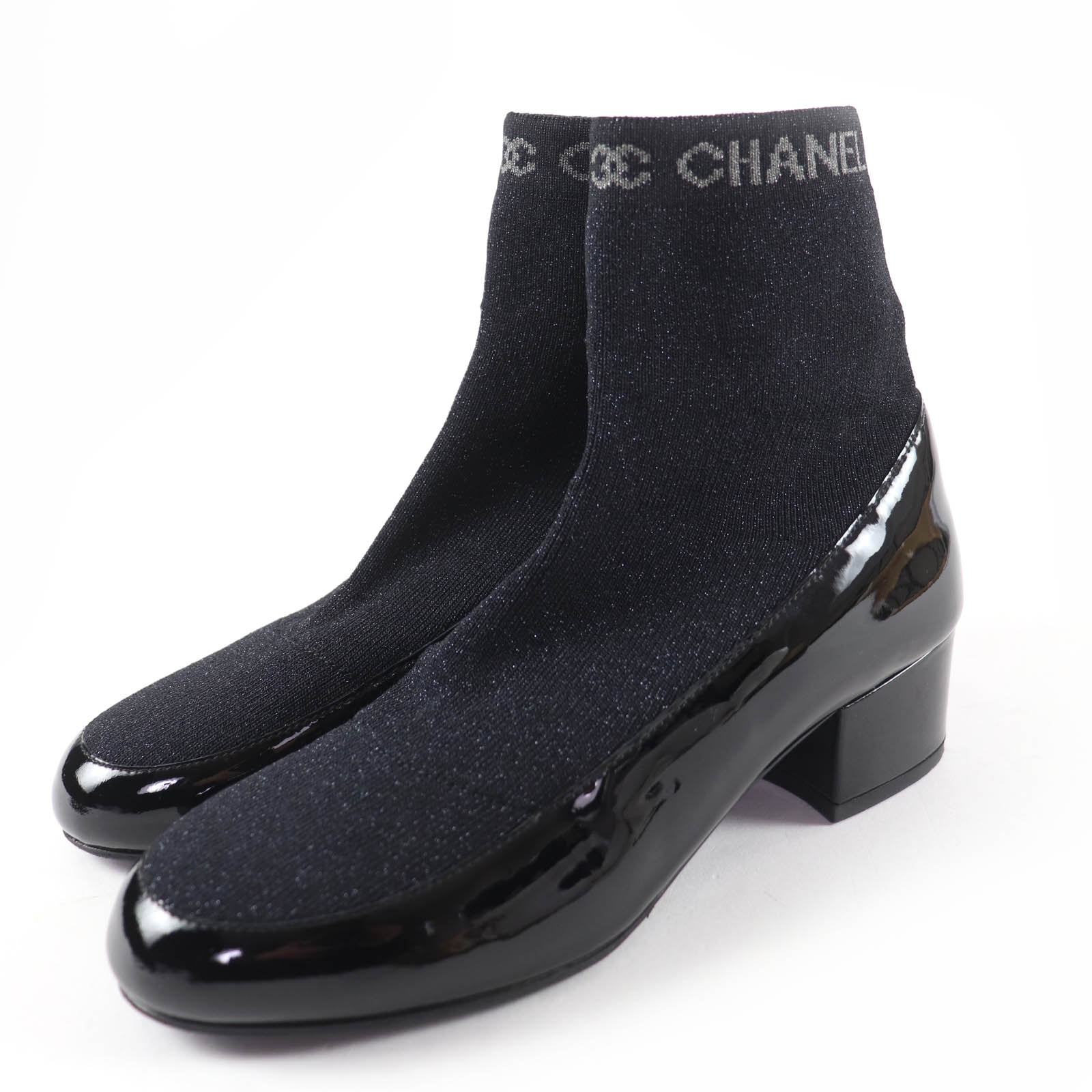 極美品 シャネル アンクルブーツ ブラック レディース 34.5