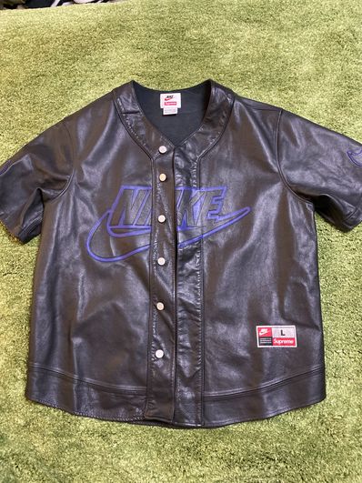 Supreme / Nike® Leather Baseball Jersey "Black"