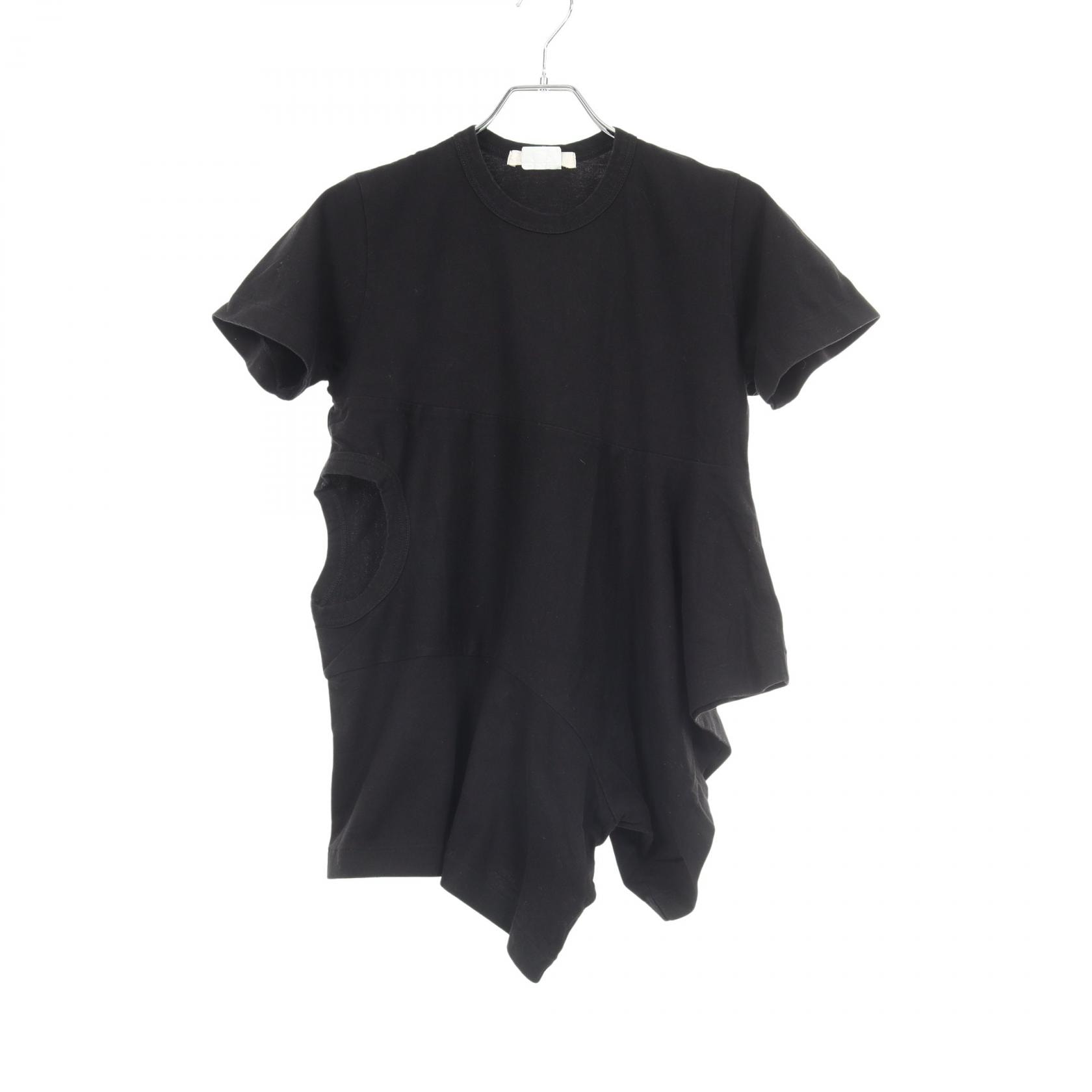 コムデギャルソン COMME des GARCONS 変形デザイン 半袖Tシャツ 衣料品 トップス コットン メンズ ブラック系 【中古】