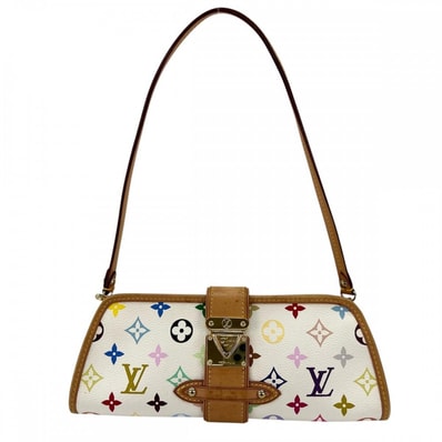 LOUIS VUITTON ルイヴィトン 2WAY 肩掛け モノブラムマルチカラー シャーリー ショルダーバック クラッチバック M40049 ホワイト 白 ゴールド金具 レディース【中古品】