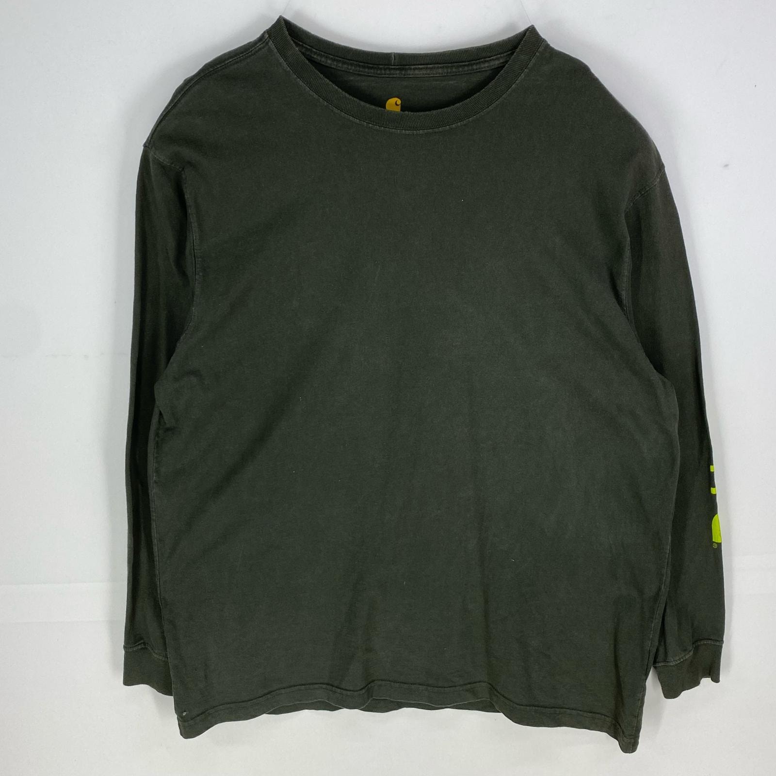 古着 カーハート Carhartt 長袖Tシャツ ロンT 袖ロゴプリント 大きいサイズ ロングスリーブ XL グレー系 袖プリント メンズ