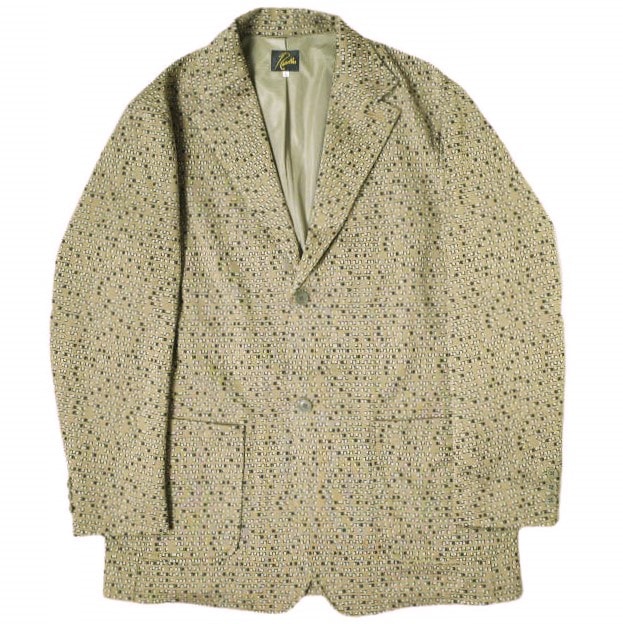 Needles ニードルス 20AW 日本製 2B JACKET - POLY JQ ポリスムース ジャガード 2Bジャケット HM238 L SALT & PAPPER(BEIGE) テーラード ジャージ アウター g19551