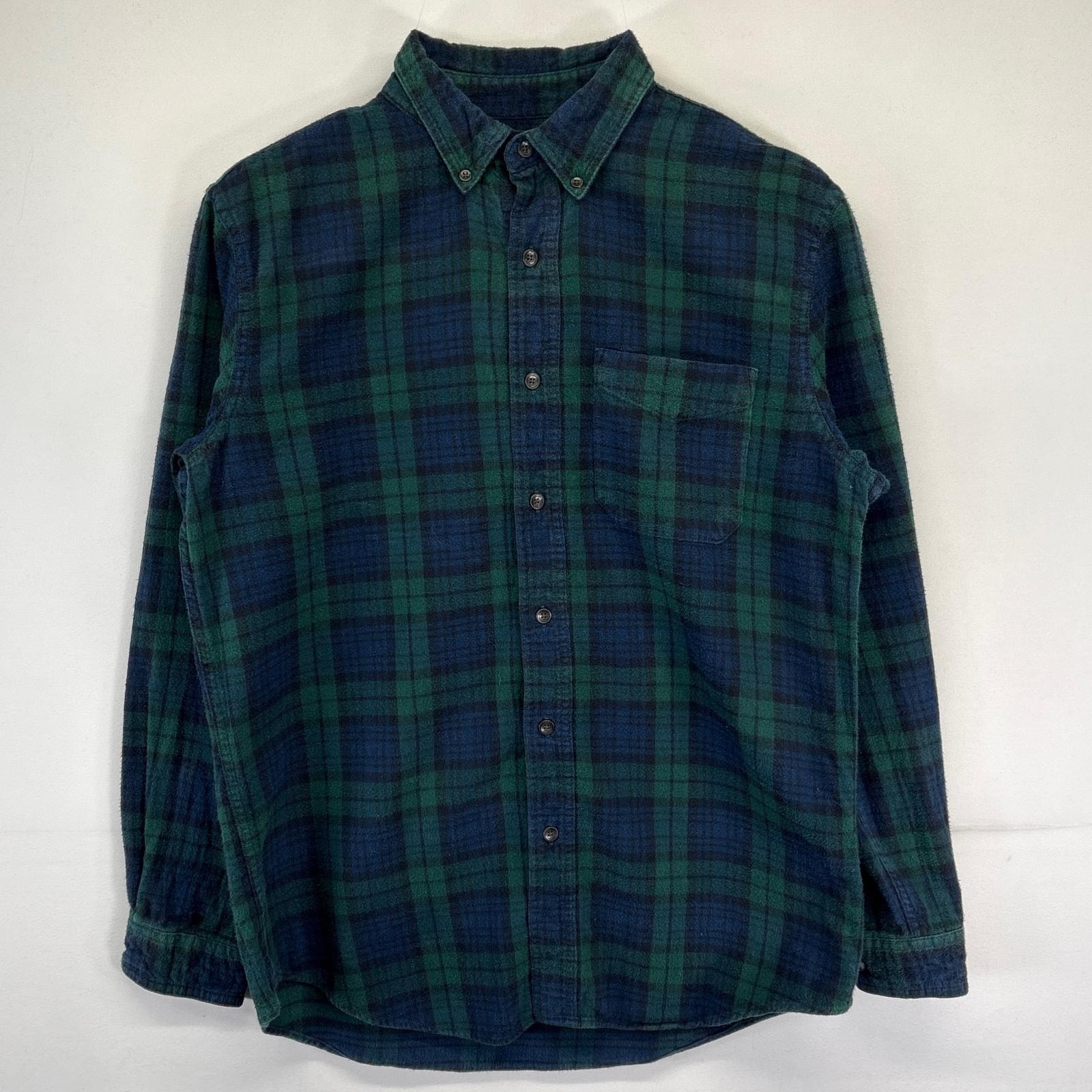 古着 エルエルビーン L.L.Bean 長袖シャツ ブラックウォッチ柄 ボタンダウン 胸ポケット アウトドア M  ネイビー メンズ