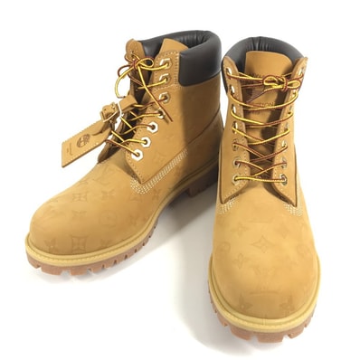 ルイヴィトン LOUIS VUITTON アンクルブーツ 1AD750 LV × Timberland ティンバーランド 靴 シューズ モノグラム ブーツ ベージュ 美品