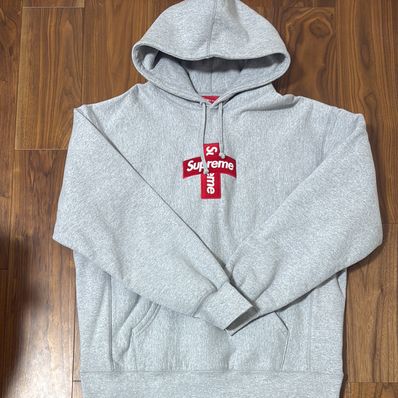 Supreme Cross Box Logo Hooded Sweatshirt "Grey"